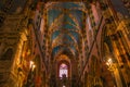 Interior of a medieval gothic St Mary`s church in Krakow