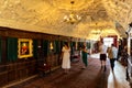 Interior of medieval Hever Castle - home of Anne Boleyn, UK