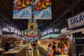 Interior of the Mercado de La Boqueria in La Rambla, Barcelona, Catalonia, Spain