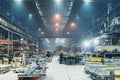 Interior of metalworking factory workshop hangar. Modern industrial enterprise production Royalty Free Stock Photo