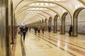 Interior of the metro station Mayakovskaya in Moscow, Russia.