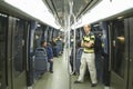 Interior of the Metro Train, Paris, France Royalty Free Stock Photo