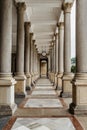 Interior of the Mill Colonnade in Karlovy Vary,Carlsbad, Czech Republic.Great Spas of Europe inscribed on UNESCO list in 2021.Town