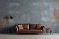 Interior mock up, loft style. Empty concrete wall in modern living room. Copy space for your artwork, picture, poster Royalty Free Stock Photo