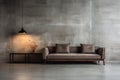 Interior mock up, loft style. Empty concrete wall in modern living room. Copy space for your artwork, picture, poster Royalty Free Stock Photo