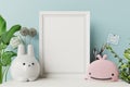 Interior mockup kids room wall frame mockup