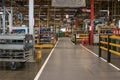 Interior of moden production line manufactering factory building with clear ways and working areas Royalty Free Stock Photo