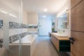 Modern bathroom with bathtub and shower Royalty Free Stock Photo