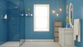 Modern Blue Bathroom Interior