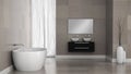 Interior of modern bathroom with granite tile walls