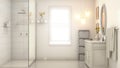 Modern Pale Cream Bathroom Interior