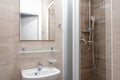 interior of a modern bathroom with a toilet in the house Royalty Free Stock Photo