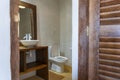 Interior of modern bathroom in tropical style of luxury villa on the island of Zanzibar, Tanzania, Africa Royalty Free Stock Photo