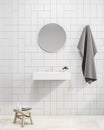 White tiles bathroom with a sink