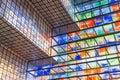 Interior modern building with colorful glass wal Royalty Free Stock Photo