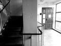 Interior modern building. The corridor. Artistic look in black and white. Royalty Free Stock Photo