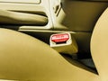 Interior modern car elements, close-up of seat belt Royalty Free Stock Photo