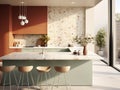 Interior of modern comfortable kitchen. Generative AI. Royalty Free Stock Photo