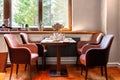 Interior of a modern cozy italian restaurant Royalty Free Stock Photo