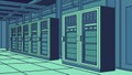 Interior of a Modern Data Center with Server Racks, vector design Generative AI Royalty Free Stock Photo
