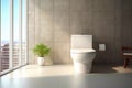 interior of modern design bathroom with white toilet, 3d render Royalty Free Stock Photo