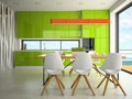 Interior of modern design kitchen 3D rendering Royalty Free Stock Photo