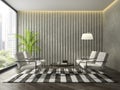 Interior of modern design room with concret wall 3D rendering