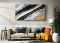 Interior of modern designed room and painting on wall. ai generative Royalty Free Stock Photo