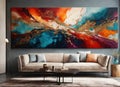 Interior of modern designed room and painting on wall. ai generative Royalty Free Stock Photo