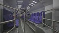 The interior of a modern double-decker Trenitalia Hitachi Caravaggio FNM train in Rome, Italy. Inside view of the new