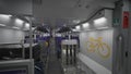 The interior of a modern double-decker Trenitalia Hitachi Caravaggio FNM train in Rome, Italy. Inside view of the new