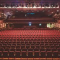 Interior of modern empty red congress hall Royalty Free Stock Photo