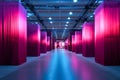 Interior of a modern exhibition hall, industrial style, large premises. Generative AI