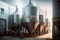 interior of modern factory brewery with production tanks. Generative AI
