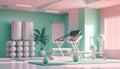 Interior of modern fitness room with sport equipment. 3D rendering