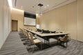 Interior of modern fully equipped professional facilities meeting conference room boardroom classroom office with nobody empty and Royalty Free Stock Photo