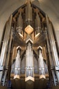 Interior of modern Hallgrimskirkja church organ in Reykjavik, Iceland Royalty Free Stock Photo