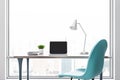 Home office near window, laptop Royalty Free Stock Photo