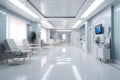 Interior of modern hospital hallway, nurses\' station and other facilities, hygiene workplace, Royalty Free Stock Photo