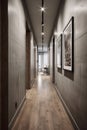 Interior of a modern hotel corridor, view of the corridor or apartment, house. Industrial, concrete or loft Style Royalty Free Stock Photo