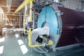 The interior of a modern industrial gas boiler room. Pipelines, Royalty Free Stock Photo