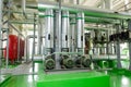 The interior of a modern industrial gas boiler room. Pipelines, water pumps, valves, manometers. Royalty Free Stock Photo