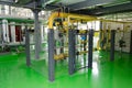 The interior of a modern industrial gas boiler room. Pipelines, water pumps, valves, manometers. Royalty Free Stock Photo