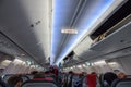 Interior of the modern jet plane Royalty Free Stock Photo