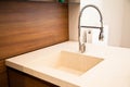 Interior of modern kitchen and ceramic sink and tap Royalty Free Stock Photo
