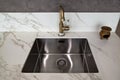 Interior of modern kitchen and ceramic sink and tap Royalty Free Stock Photo