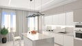 Interior of modern kitchen 3D-rendering Royalty Free Stock Photo