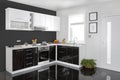 Interior of a modern kitchen, wooden furniture, simple and clean