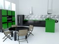 Interior of modern large kitchen