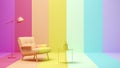 Interior of modern living room colorful background 3D rendering